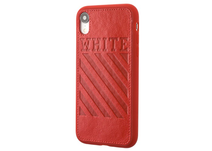 Чехол для iPhone Xr off-white leather красный