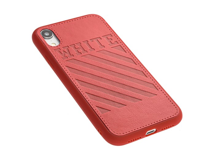 Чехол для iPhone Xr off-white leather красный
