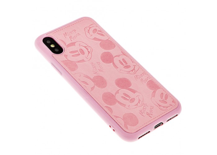 Чехол для iPhone Xs Max Mickey Mouse leather розовый