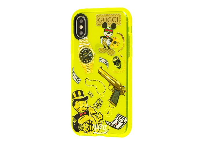 Чехол для iPhone Xs Max Neon print Микки Маус glamor