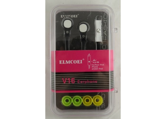 Наушники ELMCOEI V16 Black (+mic) plastic box