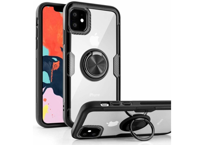 Чехол для iPhone 11 Deen CrystalRing с кольцом черный
