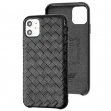 Чехол для iPhone 11 Natural leather Weaving черный