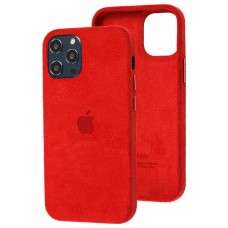 Чехол для iPhone 12 Pro Max Alcantara 360 красный