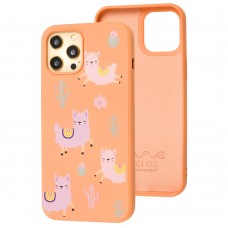 Чехол для iPhone 12 Pro Max Wave Fancy funny llamas / peach