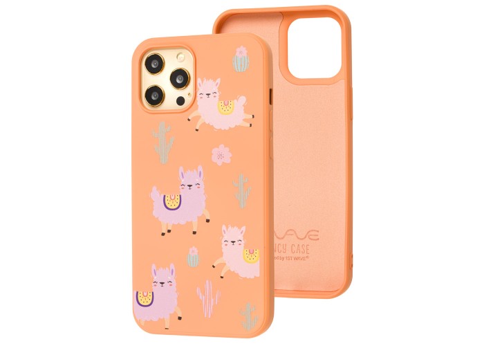 Чехол для iPhone 12 Pro Max Wave Fancy funny llamas / peach