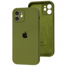 Чехол для iPhone 12 Silicone Slim Full camera army green