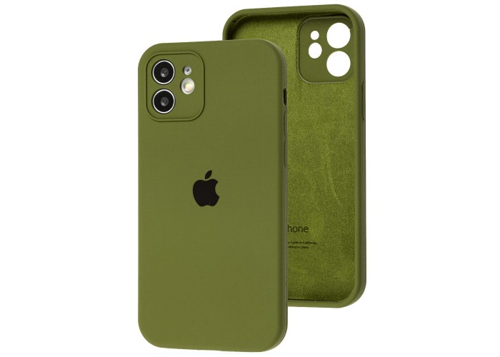 Чехол для iPhone 12 Silicone Slim Full camera army green
