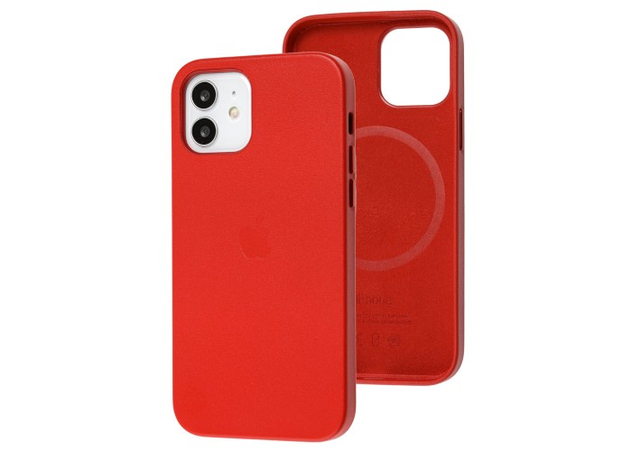 Чехол для iPhone 12 / 12 Pro Leather with MagSafe red