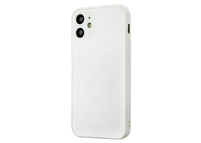 Чехол для iPhone 12 mini glass LV белый