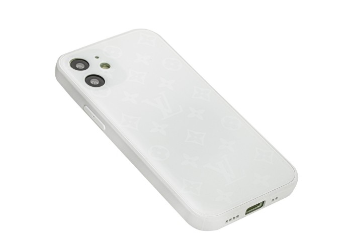 Чехол для iPhone 12 mini glass LV белый