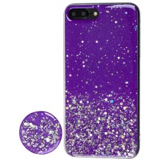 Чехол для iPhone 7 Plus / 8 Plus блестки + popsocket "фиолетовый"