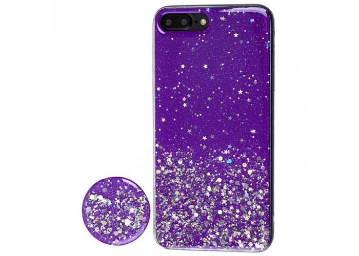 Чехол для iPhone 7 Plus / 8 Plus блестки + popsocket 