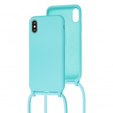 Чехол для iPhone X / Xs Lanyard without logo turquoise