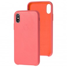 Чехол для iPhone X / Xs  Leather classic "peony pink"