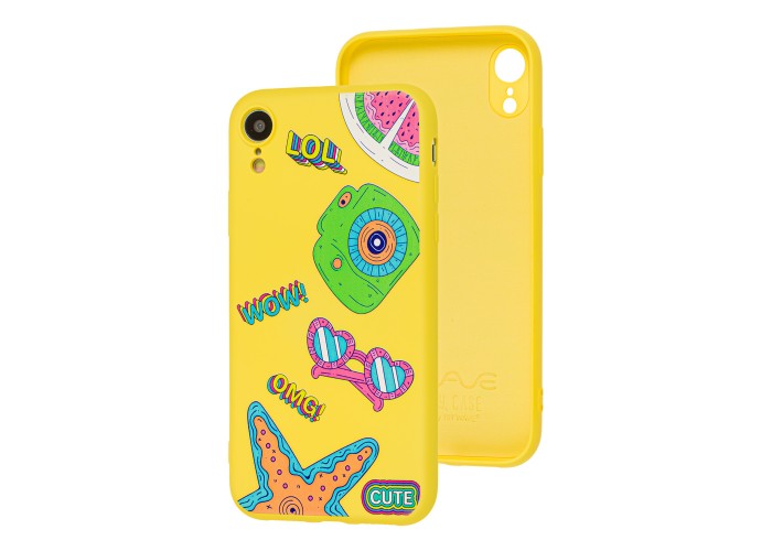 Чехол для iPhone Xr Wave Fancy omg wow lol / yellow