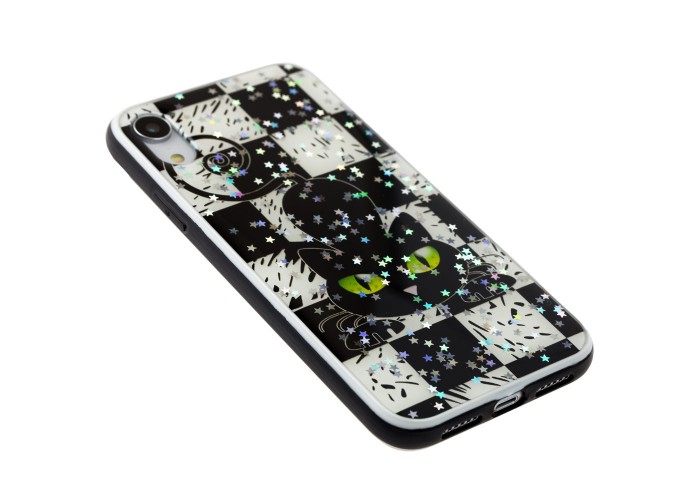 Чехол для iPhone Xr блестки print + popsocket 