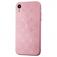 Чехол для iPhone Xr glass LV розовый