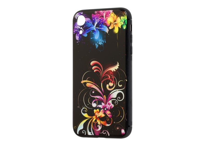Чехол для iPhone Xr glass цветы