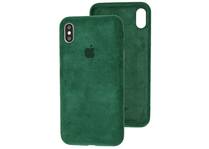Чехол для iPhone Xs Max Alcantara 360 темно-зеленый