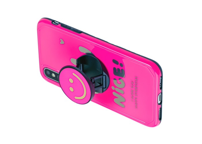 Чехол для iPhone Xs Max Nice smile popsocket розовый