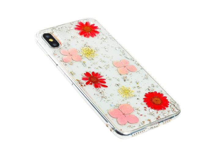 Чехол гербарий для iPhone Xs Max розовый