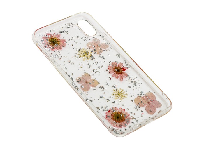 Чехол гербарий для iPhone Xs Max розовый