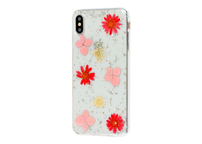 Чехол гербарий для iPhone Xs Max розовый