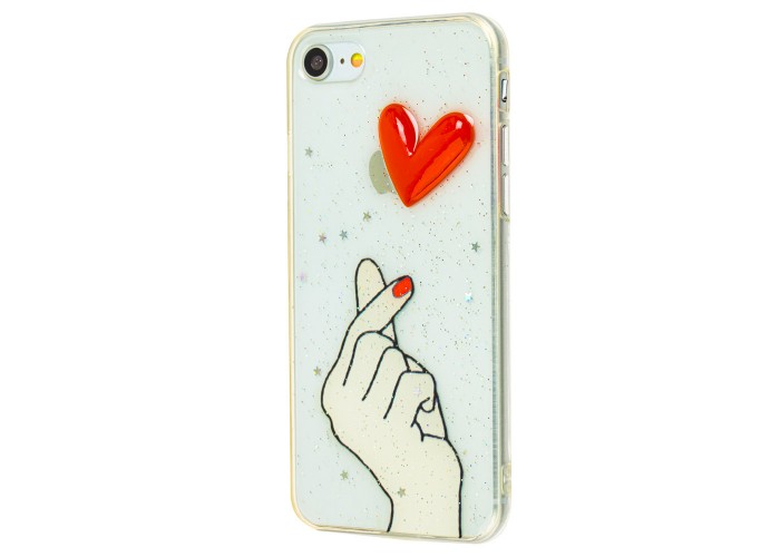 3D чехол для iPhone 7 / 8 сердце прозрачный