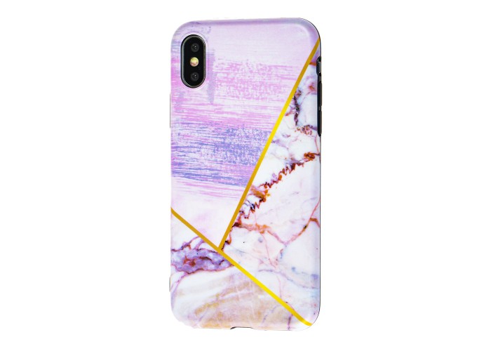 Чехол IMD Mramor для iPhone X / Xs под мрамор розовый