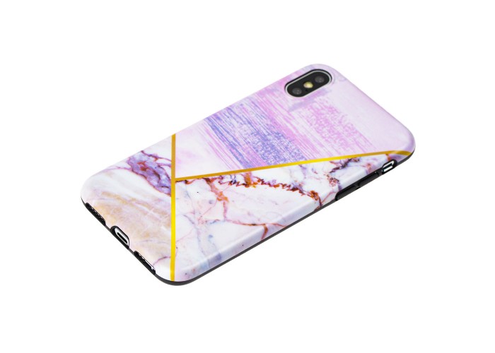 Чехол IMD Mramor для iPhone X / Xs под мрамор розовый