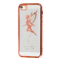 Чехол Kingxbar для iPhone 5 фея со стразами розовое золото