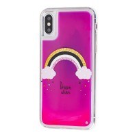 Чехол Neon песок для iPhone X / Xs розово-фиолетовый радуга