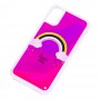 Чехол Neon песок для iPhone X / Xs розово-фиолетовый радуга