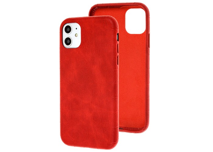 Чехол для iPhone 11 Leather croco full красный