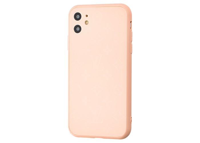 Чехол для iPhone 11 glass LV персиковый