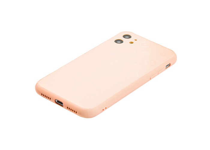 Чехол для iPhone 11 glass LV персиковый