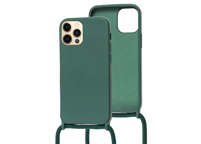 Чехол для iPhone 12 / 12 Pro Wave Lanyard without logo forest green