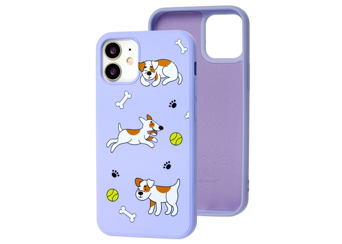 Чехол для iPhone 12 mini Wave Fancy playful dog / light purple
