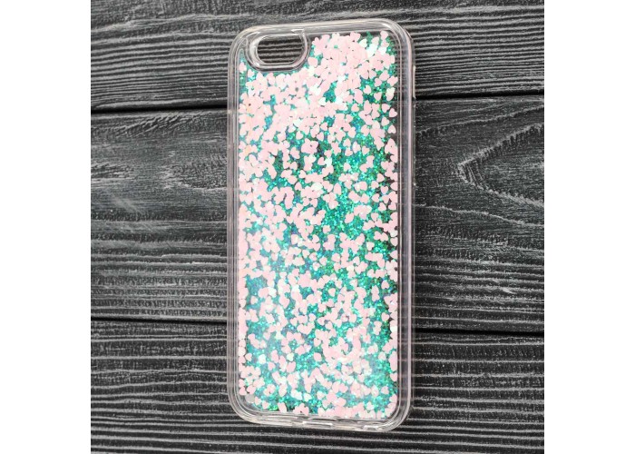Чехол для iPhone 6 блестки вода светло розовый