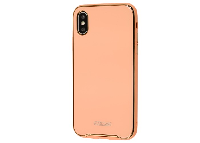 Чехол для iPhone X / Xs Glass Premium персиковый