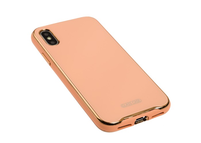 Чехол для iPhone X / Xs Glass Premium персиковый