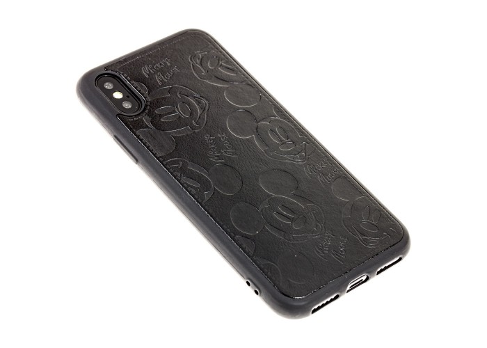 Чехол для iPhone X / Xs Mickey Mouse leather черный
