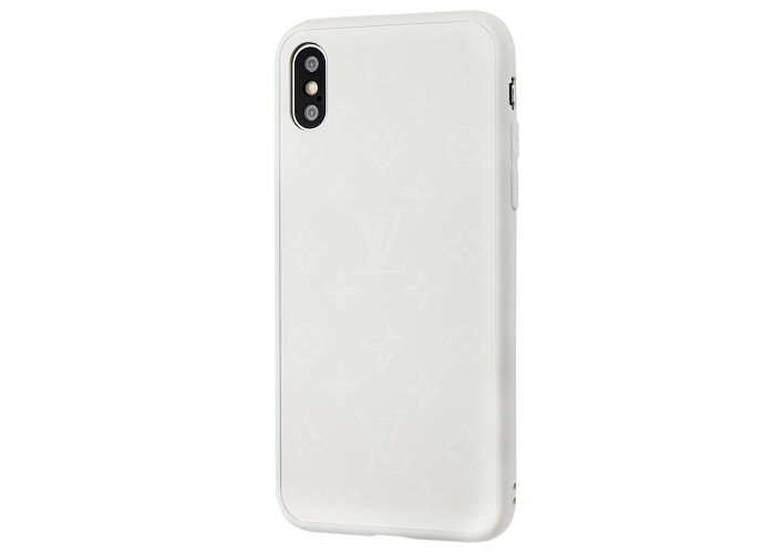 Чехол для iPhone X / Xs glass LV белый
