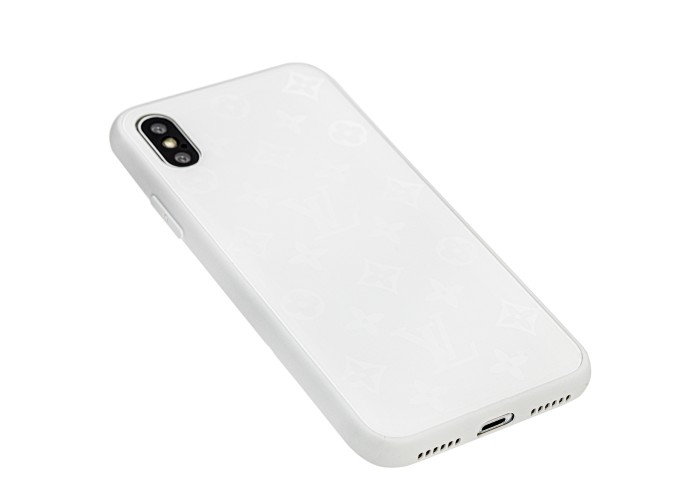 Чехол для iPhone X / Xs glass LV белый