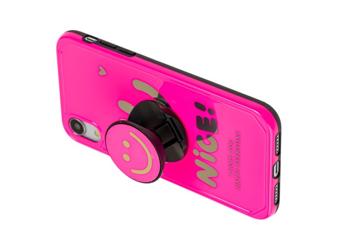 Чехол для iPhone Xr Nice smile popsocket розовый