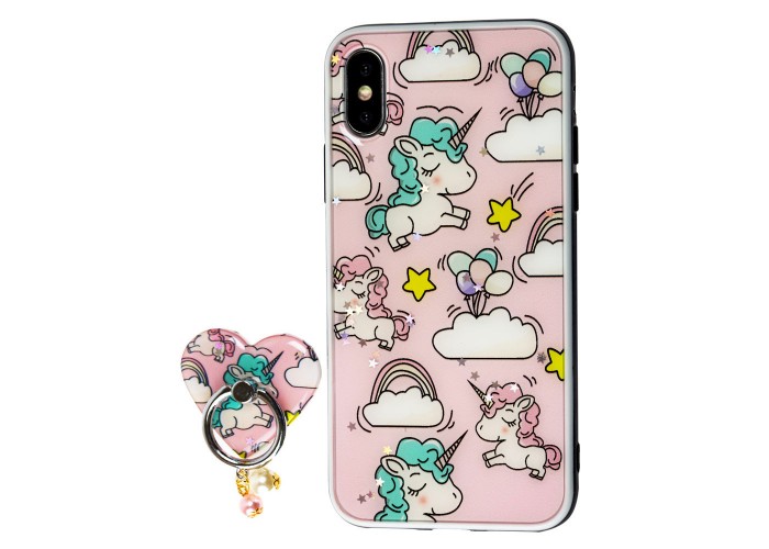 Чехол для iPhone Xs Max блестки print + popsocket 