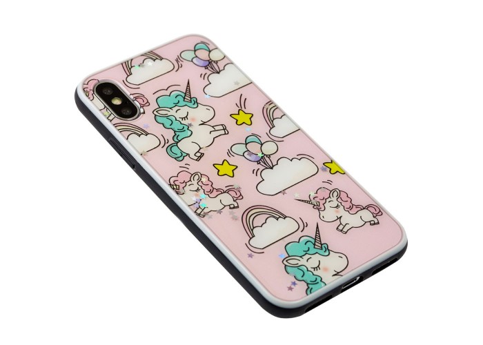 Чехол для iPhone Xs Max блестки print + popsocket 