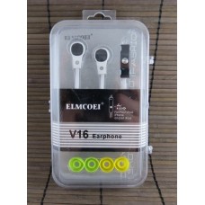 Наушники ELMCOEI V16 White (+mic) plastic box
