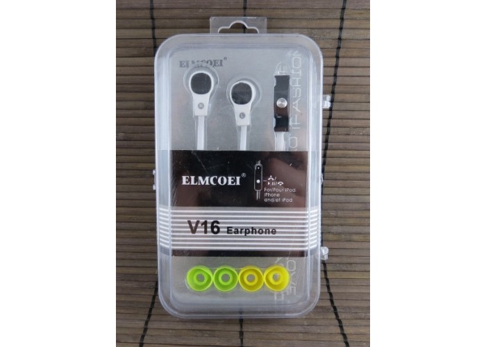 Наушники ELMCOEI V16 White (+mic) plastic box